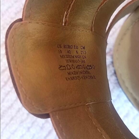 Hush Puppies Platform Wedge Sandal Size 10 Brown Leather Slide-In Padded Footbed - Picture 5 of 8